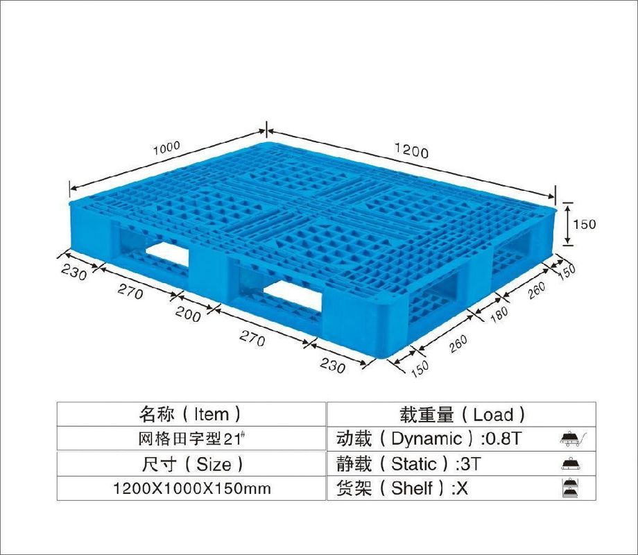 Hdpe Pp Standard Daur Ulang Pallet Plastik Platform Seluler Sementara 1250 1000 150mm