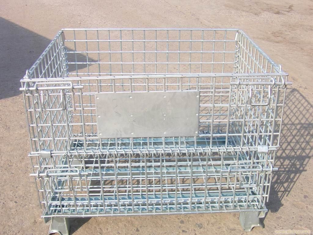 Heavy Duty Galvanized Metal Storage Cage / Folding Wire Mesh Container untuk Wearhouse