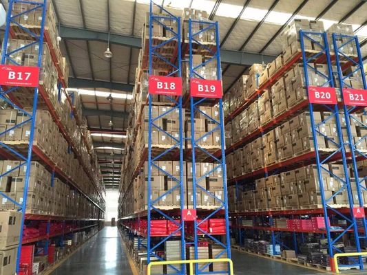 Rak palet berat industri yang dapat disesuaikan dengan kedalaman ganda untuk pusat distribusi