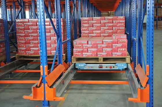 Sistem Racking Palet Stainless Steel Shuttle Drive In Rack dengan fungsi radio otomatis