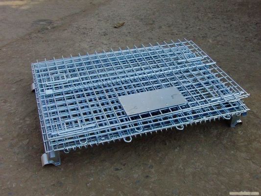 Heavy Duty Galvanized Metal Storage Cage / Folding Wire Mesh Container untuk Wearhouse