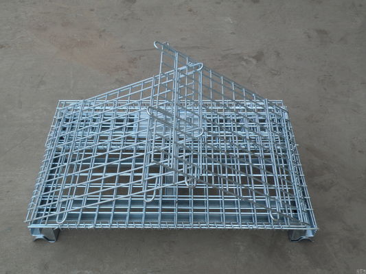 Heavy Duty Galvanized Metal Storage Cage / Folding Wire Mesh Container untuk Wearhouse