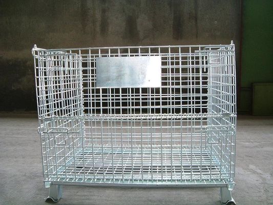 Kandang kawat logam bergerak galvanis, Wire Mesh Container penyimpanan