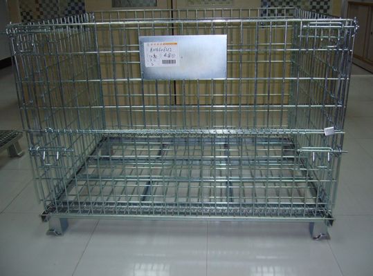 Kontainer Wire Mesh Lipat Galvanized, Wire Mesh Storage Box Untuk Gudang
