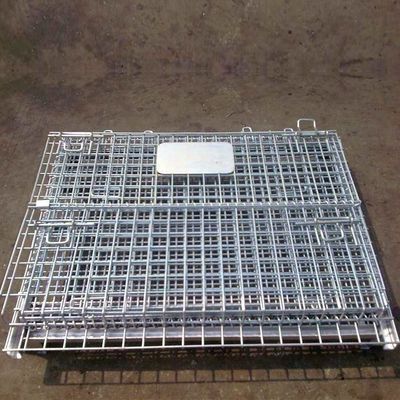Kandang Wire Mesh Lipat Logistik yang Dapat Dikunci / Kontainer Penyimpanan Baja Mobile
