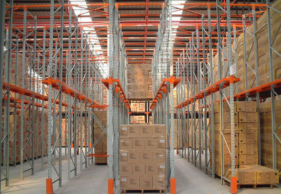 Drive In Industrial Steel Storage Racks Dengan Powder Coat Paint Finish