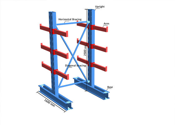 Multi Tier Carbon Steel Cantilever Pallet Racking Kapasitas Beban Tinggi Untuk Industri