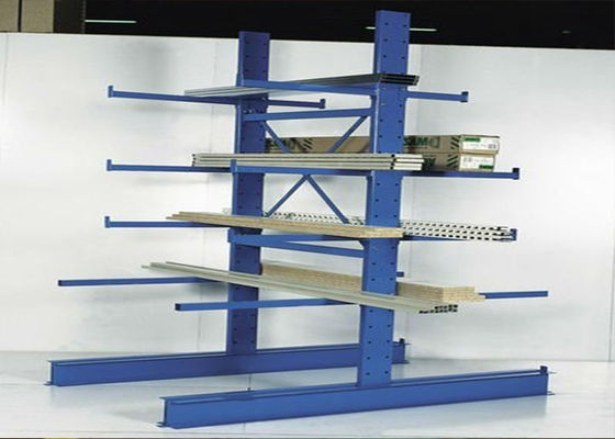 Rak penyimpanan Cantilever sisi ganda Rak bahan Cantilever industri untuk benda panjang