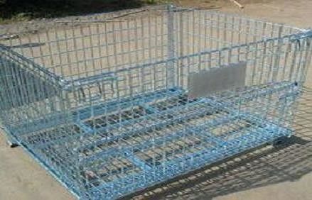 Kandang Wire Mesh Lipat Logistik yang Dapat Dikunci / Kontainer Penyimpanan Baja Mobile