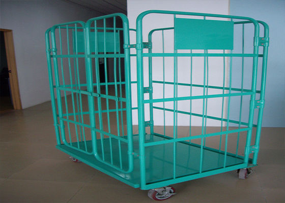 Terdiri Tumpukan Wire Mesh Storage Cages, Roll Cage Trolley Untuk Transportasi