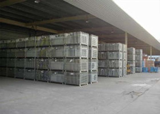 Zinc Finish Rigid Rolling Wire Mesh Cage Foldable dengan Foot Brakes / Castors