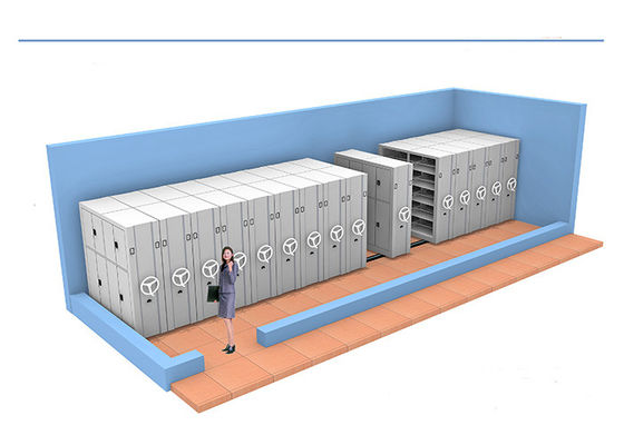 Heavy Duty Cold Roll Steel Moving File Cabinets Sistem Rak Dengan Jalur Lantai