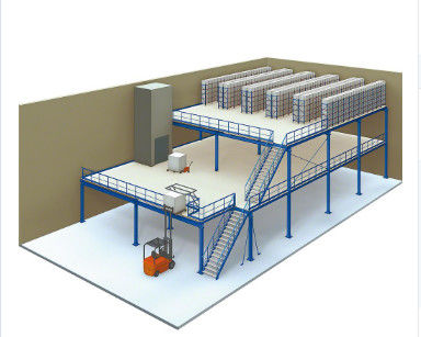 Powder Coating Industrial Steel Mezzanine Floors With Walkways Untuk Gudang