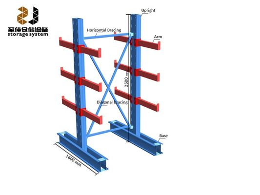 250-800lbs Cantilever Pallet Racking Powder Coating Cantilever Rak Rak