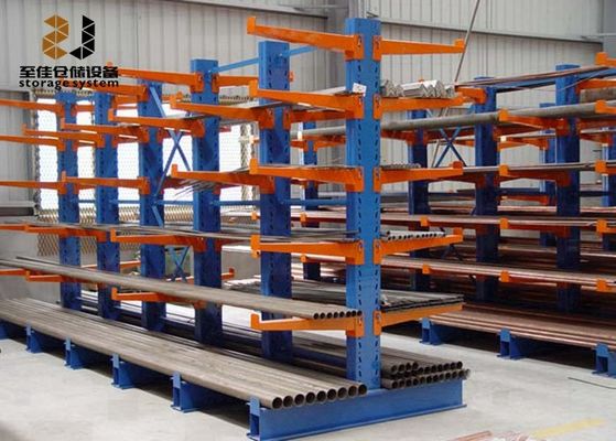 Heavy Duty Cantilever Storage Racks Industrial Sisi Tunggal / Sisi Ganda