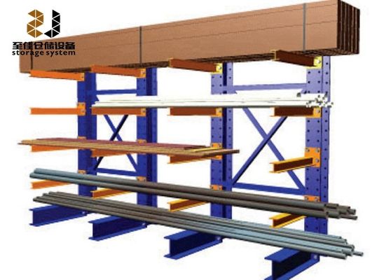 Heavy Duty Cantilever Storage Racks Industrial Sisi Tunggal / Sisi Ganda