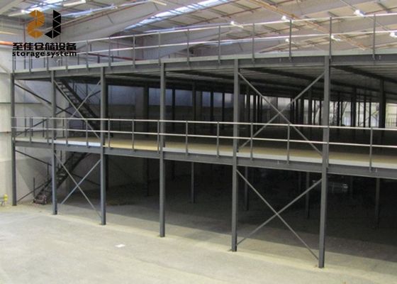 Epoxy Powder Coated Industrial Mezzanine Lantai 2 Lapisan Rak Gudang