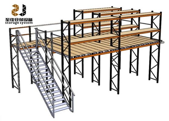 Struktur Baja 2 Lapisan Sistem Rak Mezzanine Lantai Industri