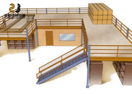 Powder Coating Industrial Mezzanine Floors / Structural Mezzanine Floor Produsen